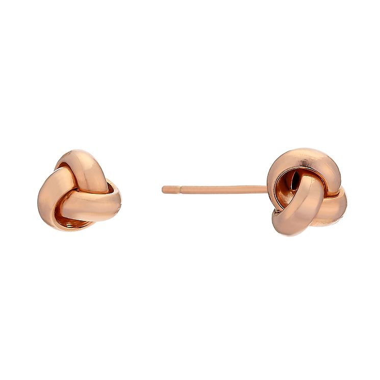 9ct rose gold polished knot stud earrings Ernest Jones