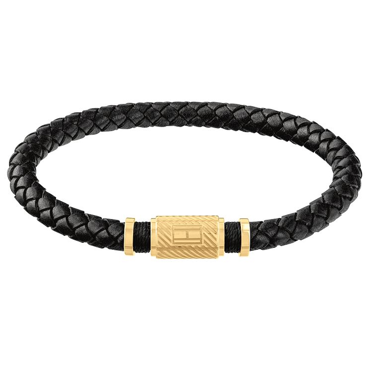 Tommy Hilfiger – Svart och guldfärgat flätat armband Svart