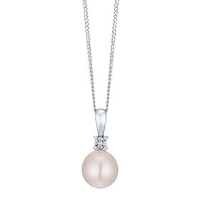 9ct freshwater cultured pearl pendant diamond gold