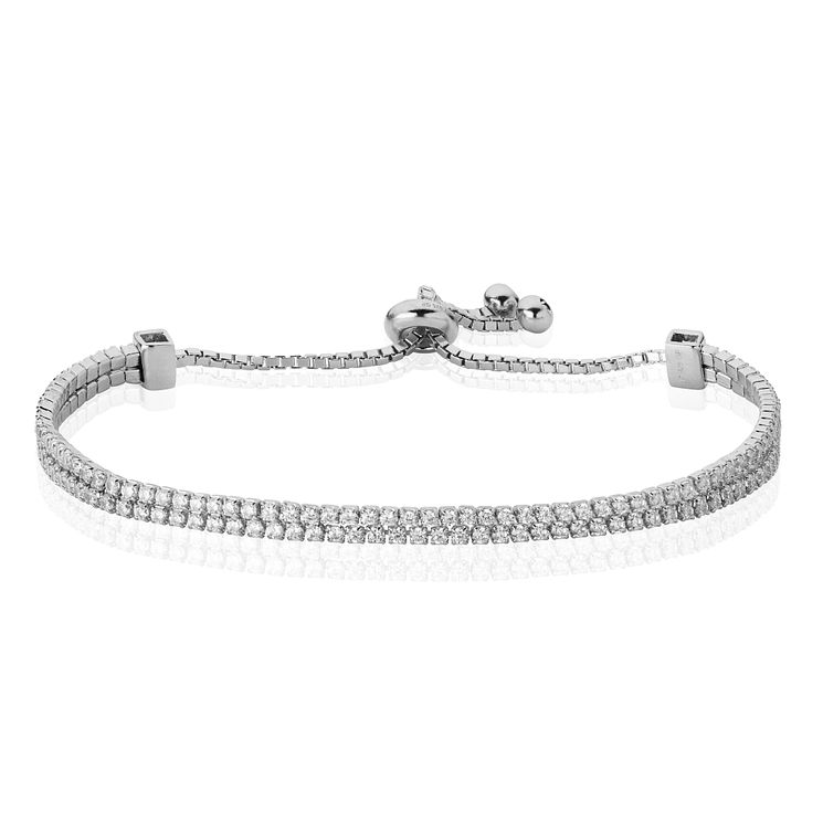 Sterling Silver Double Strand Cubic Zirconia Bracelet Ernest Jones