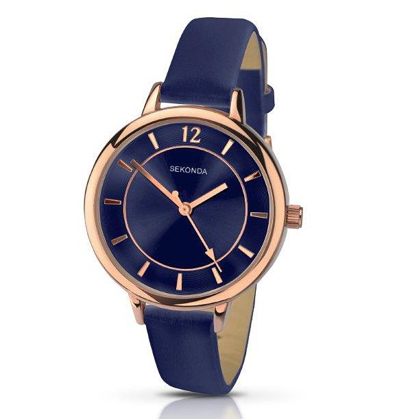 Sekonda Editions Ladies' Blue Dial Blue Leather Strap Watch H.Samuel