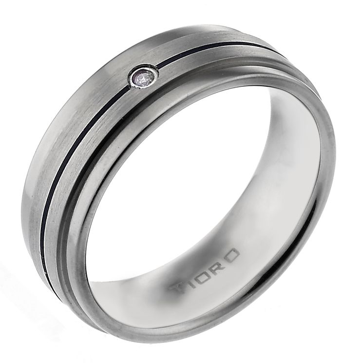 Men's blue titanium and silver ring Ernest Jones