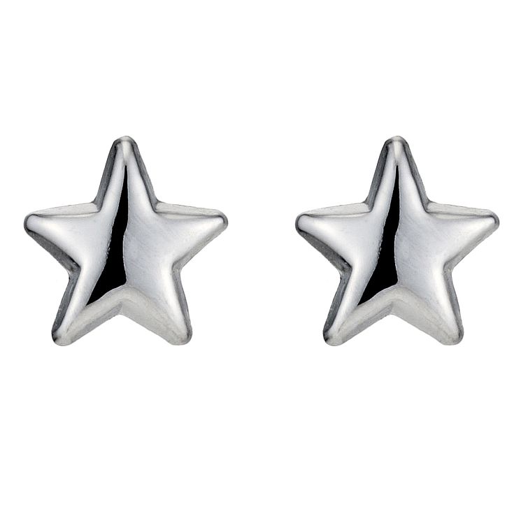 9ct White Gold Star Stud Earrings H.Samuel
