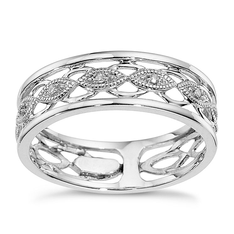 9ct white gold diamond vintage ring Ernest Jones