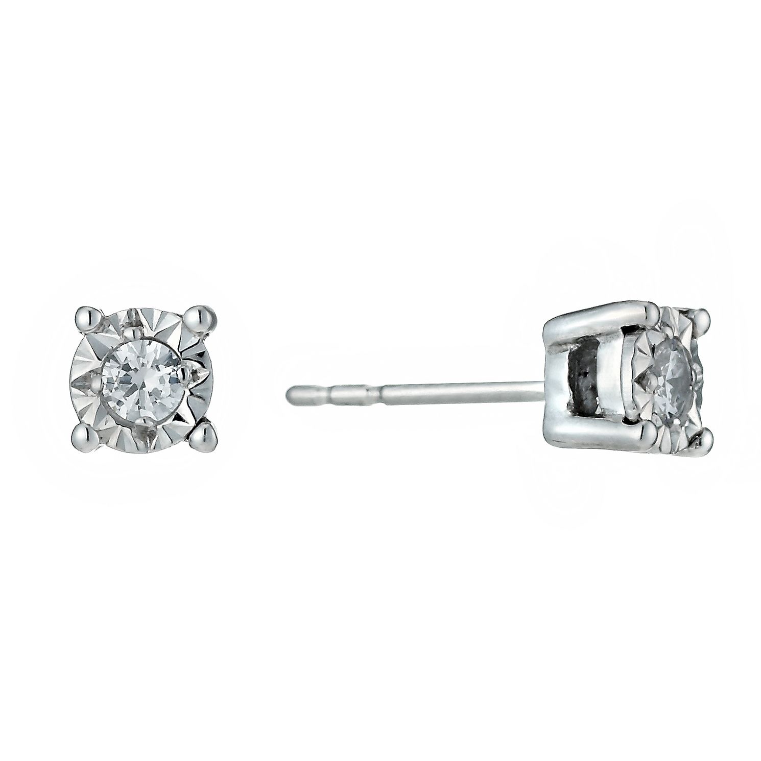 9ct White Gold Illusion 1/10 Carat Diamond Earrings | H.Samuel