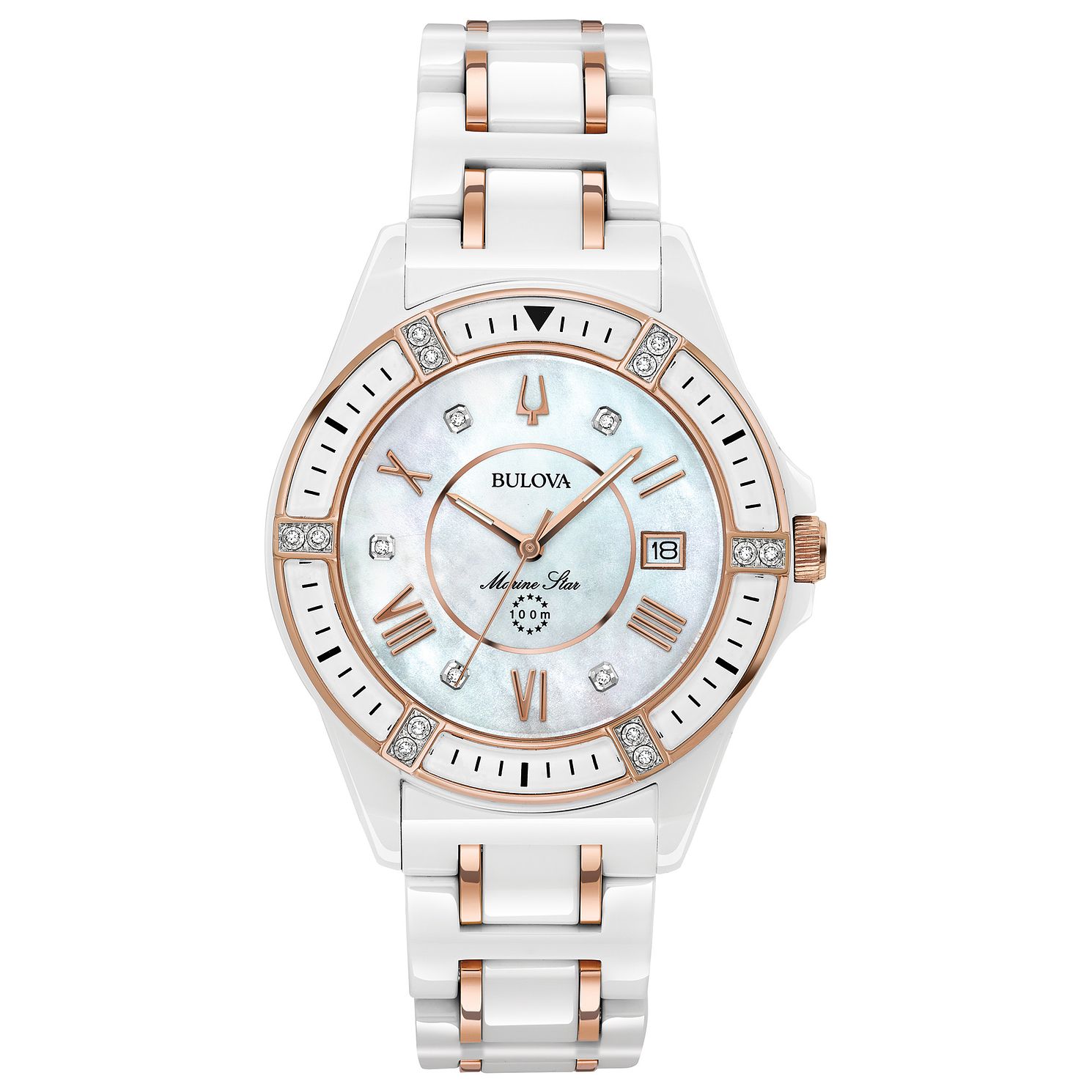 Bulova Marine Star Ladies' Ceramic TwoTone Bracelet Watch Ernest Jones