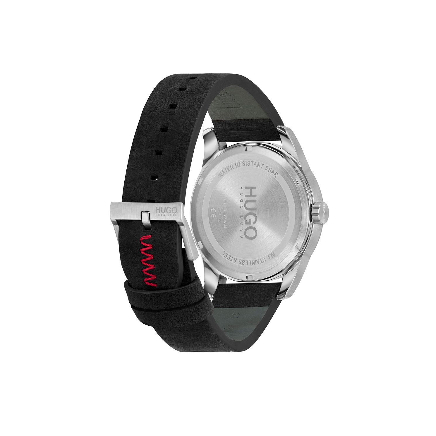 HUGO SKELETON Men's Black Leather Strap Watch H.Samuel