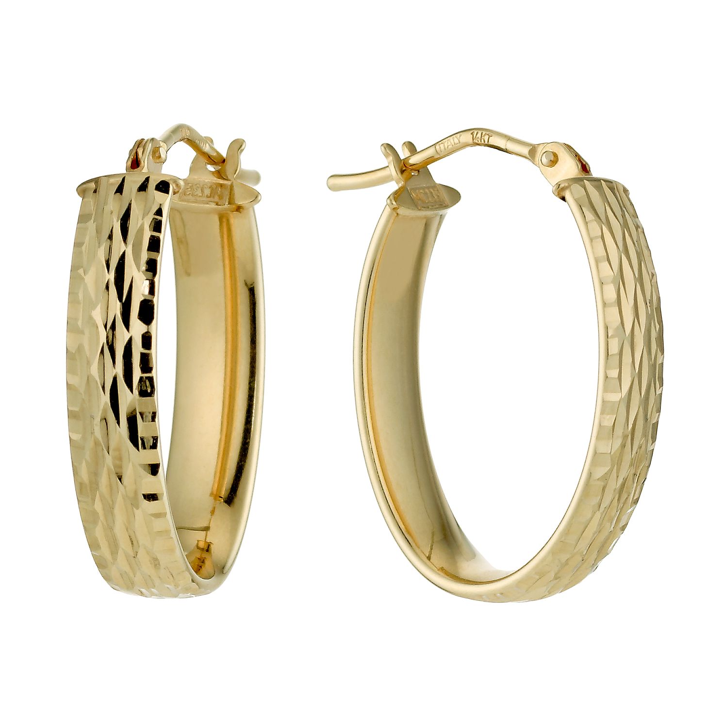 9ct Yellow Gold Diamond Cut Creole Hoop Earrings | H.Samuel