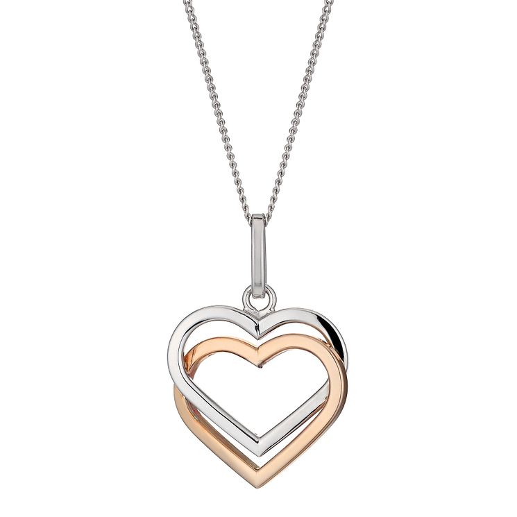 9ct Rose Gold \u0026 Silver 18 Inch Linked 