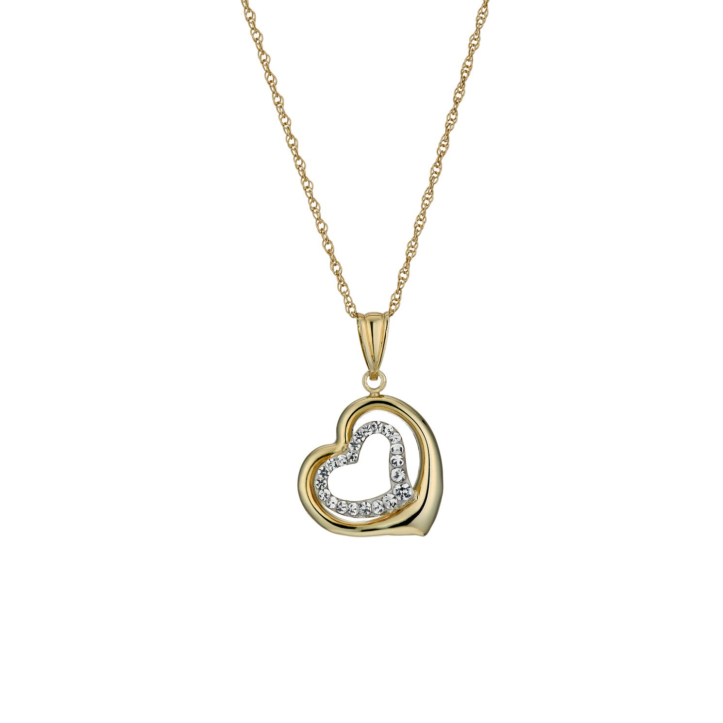 Together Silver & 9ct Bonded Gold 18" Double Heart Pendant  H.Samuel