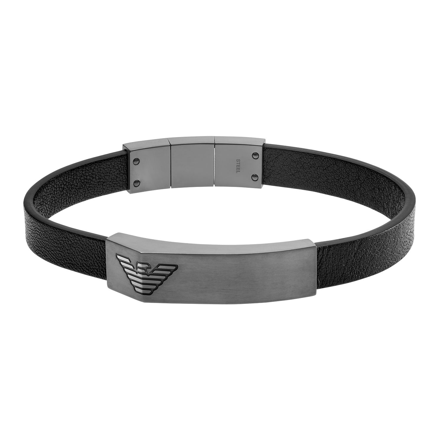 Emporio Armani Men's Black Leather Bracelet Ernest Jones