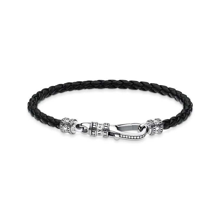 emporio armani bracelet mens black leather eagle logo