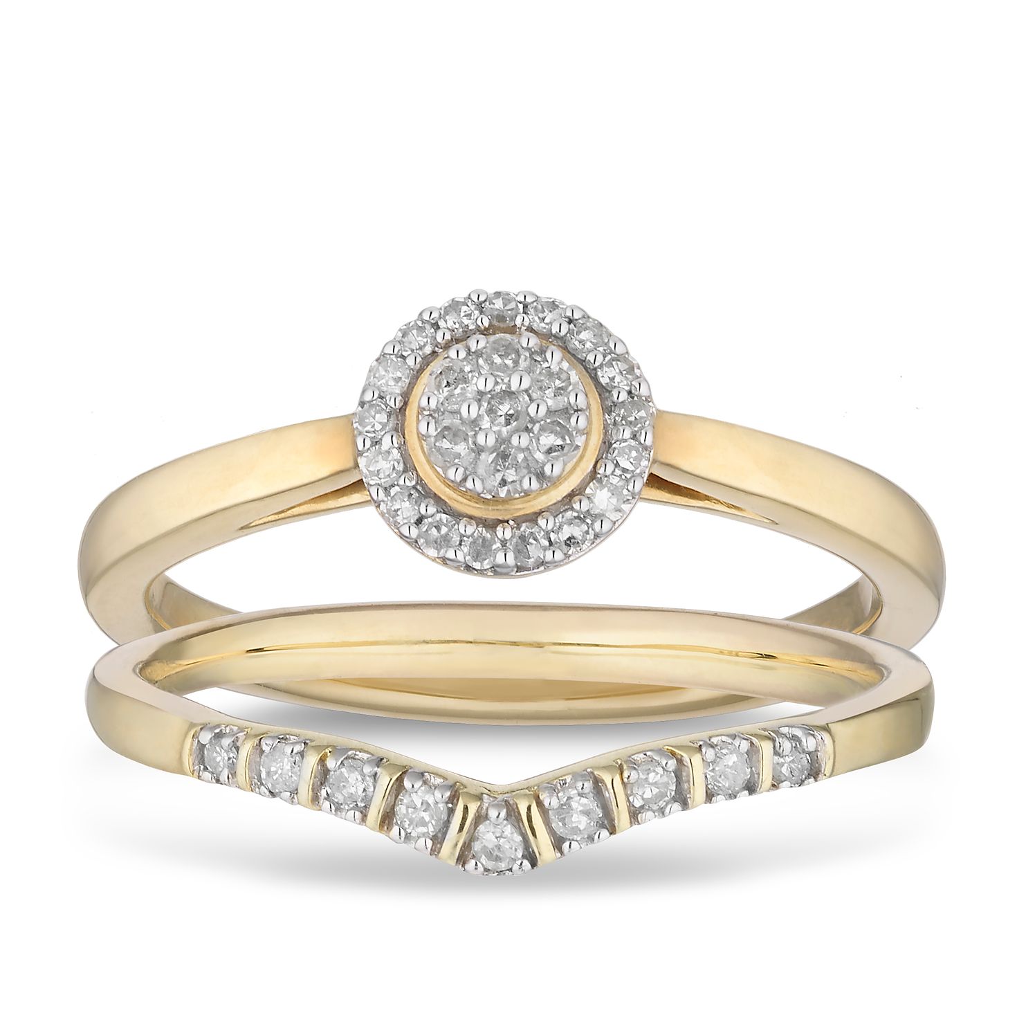 9ct Yellow Gold 0.16ct Diamond Perfect Fit Bridal Set H.Samuel