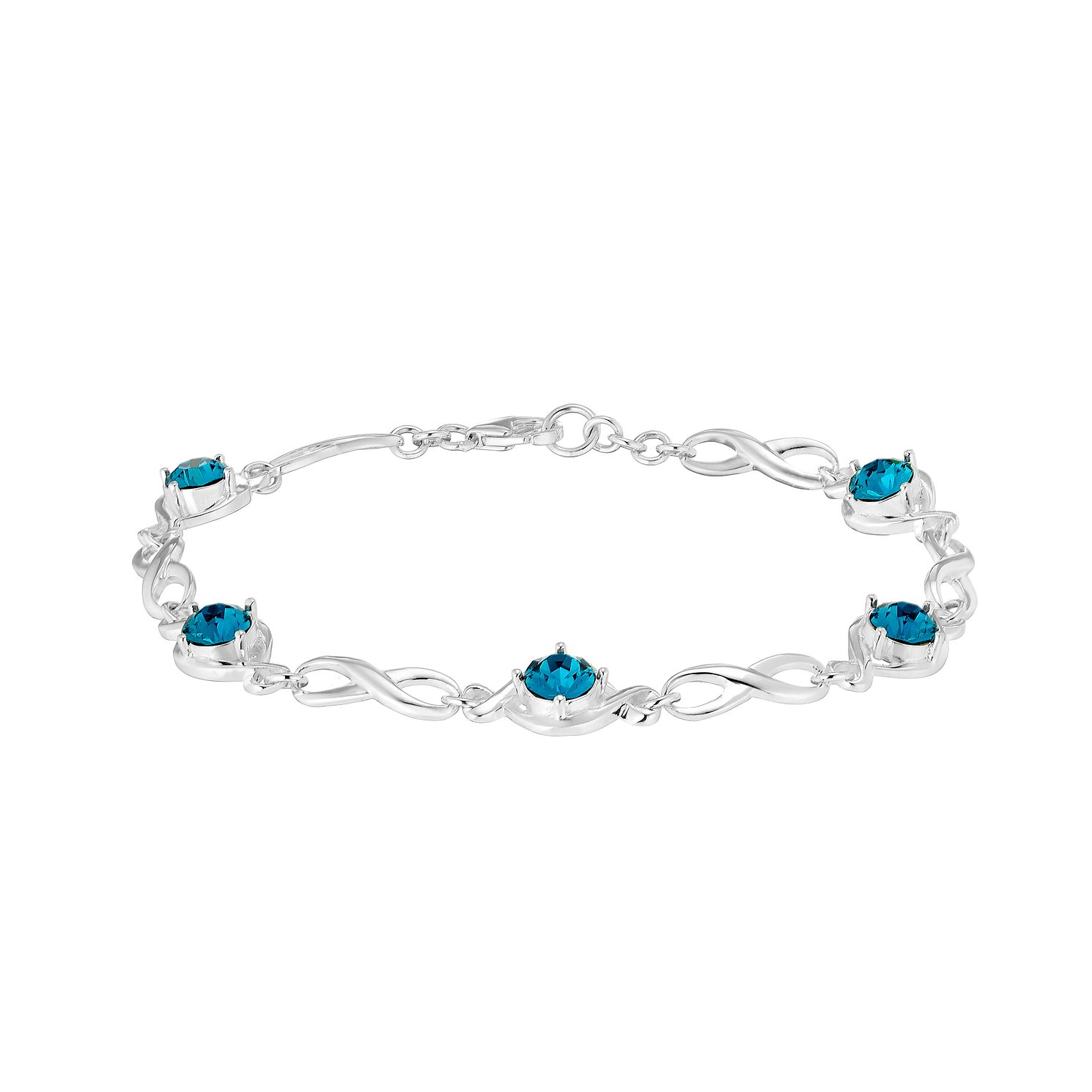 Sterling Silver \u0026 Teal Crystal Infinity 