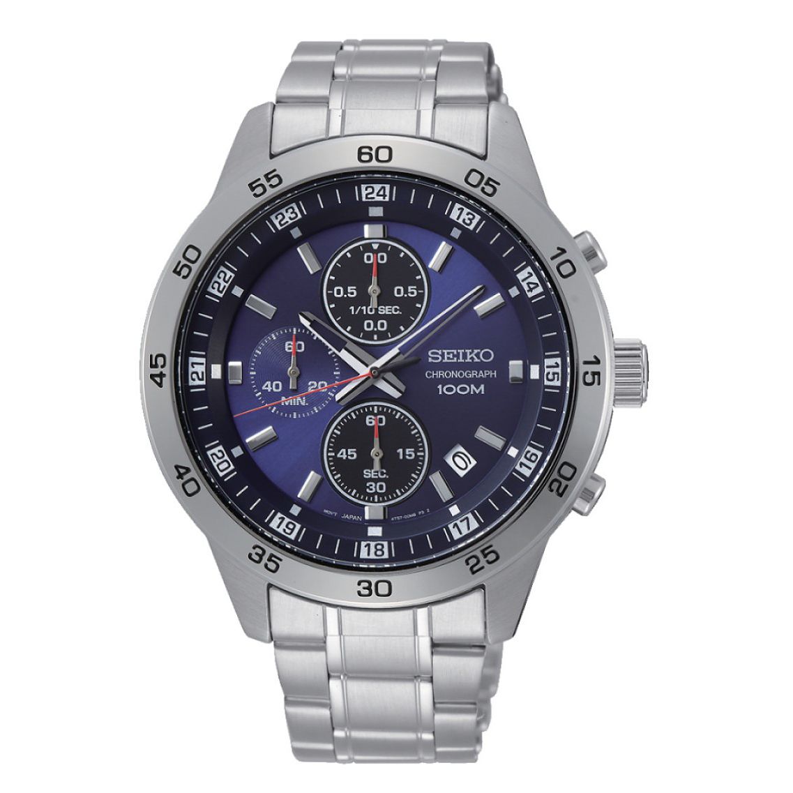 seiko men's blue dial chrono bracelet watch