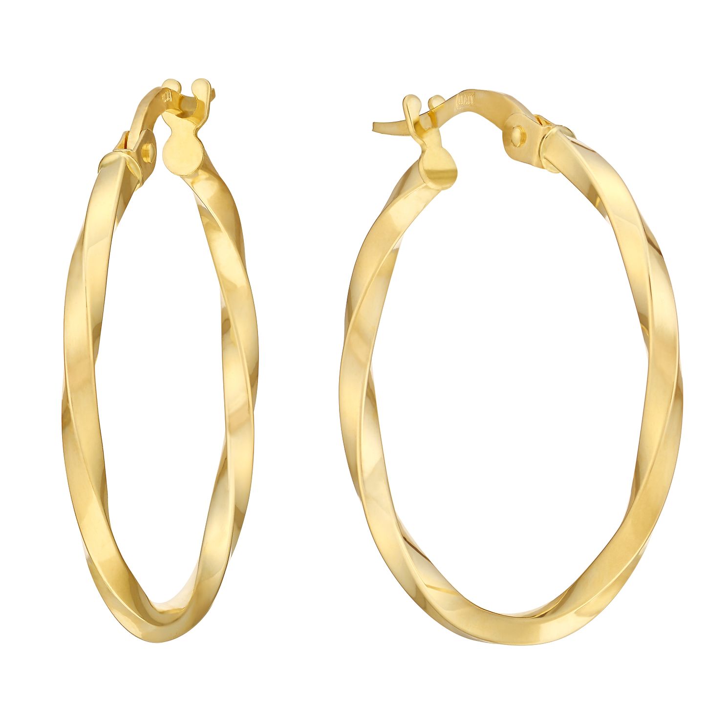 9ct Yellow Gold Twist Creole Hoop Earrings | H.Samuel