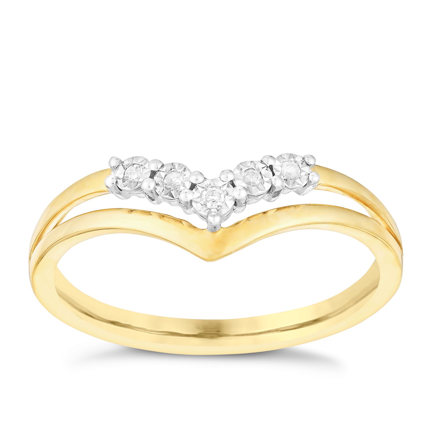 9ct gold diamond wishbone ring