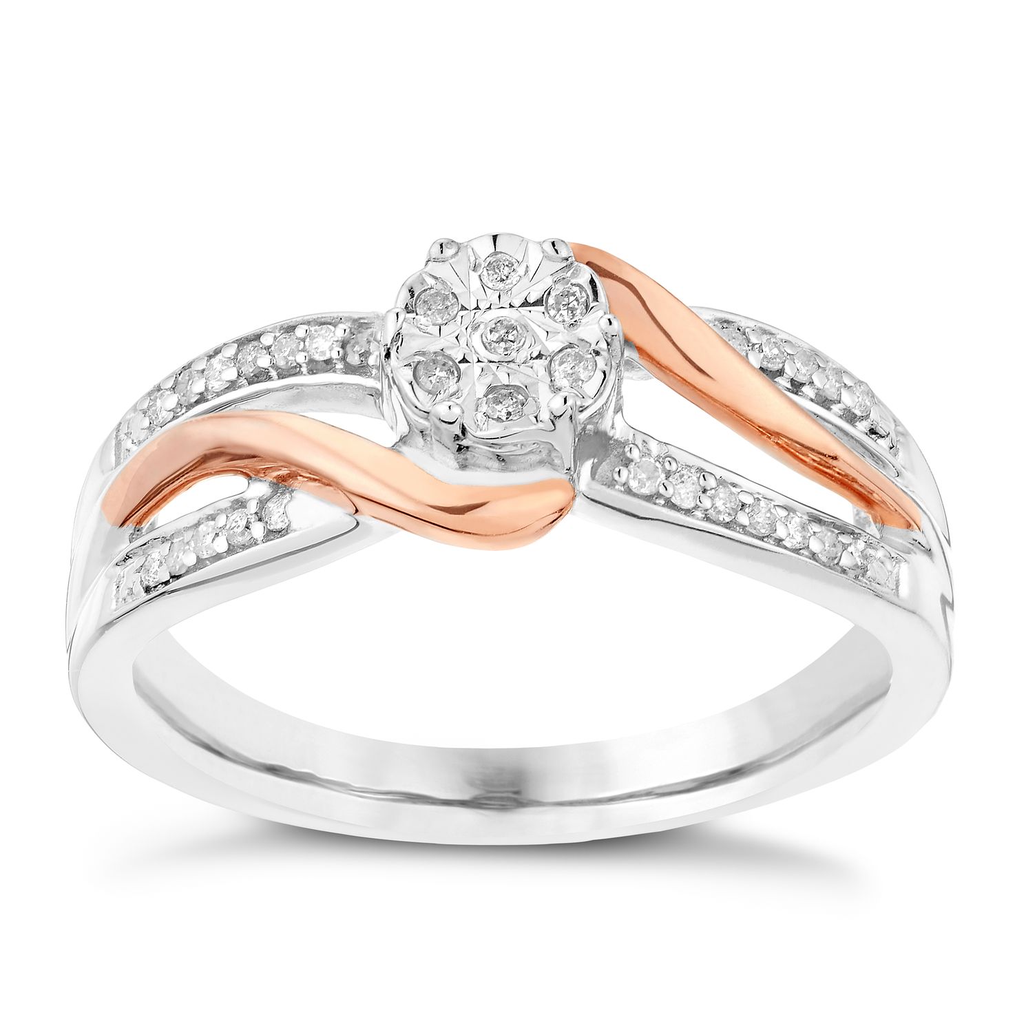 rose gold and silver engagement rings