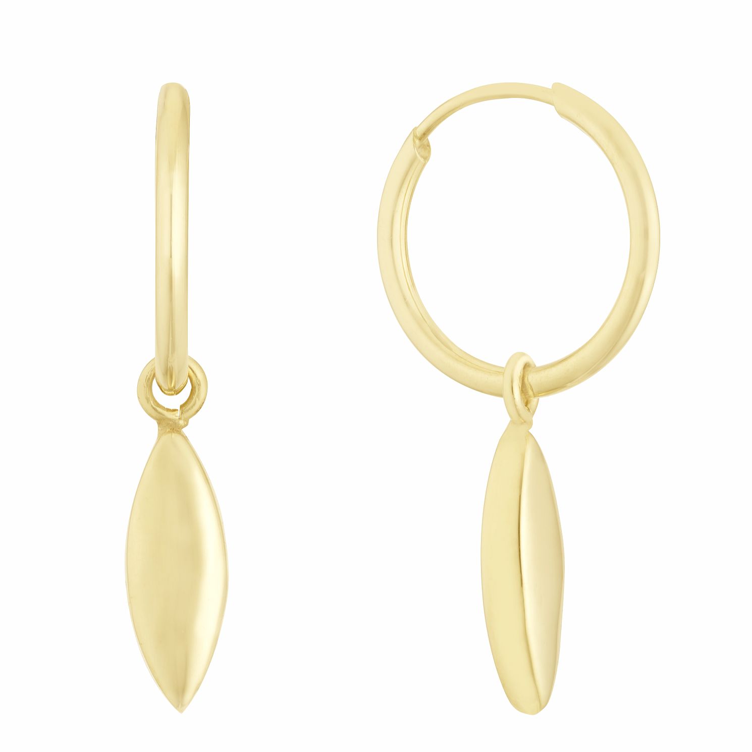 9ct Yellow Gold 10mm Long Drop Sleeper Earrings | H.Samuel