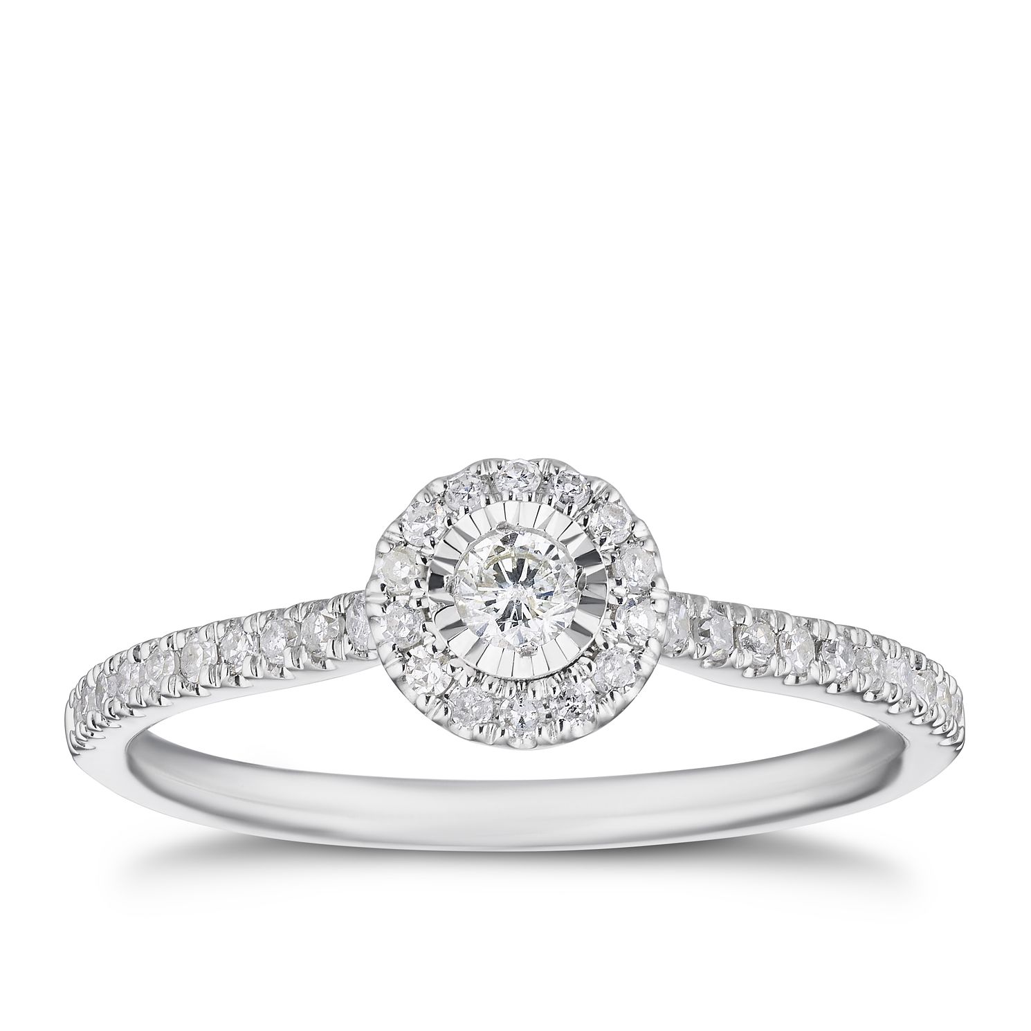 9ct white gold illusion set diamond solitaire ring