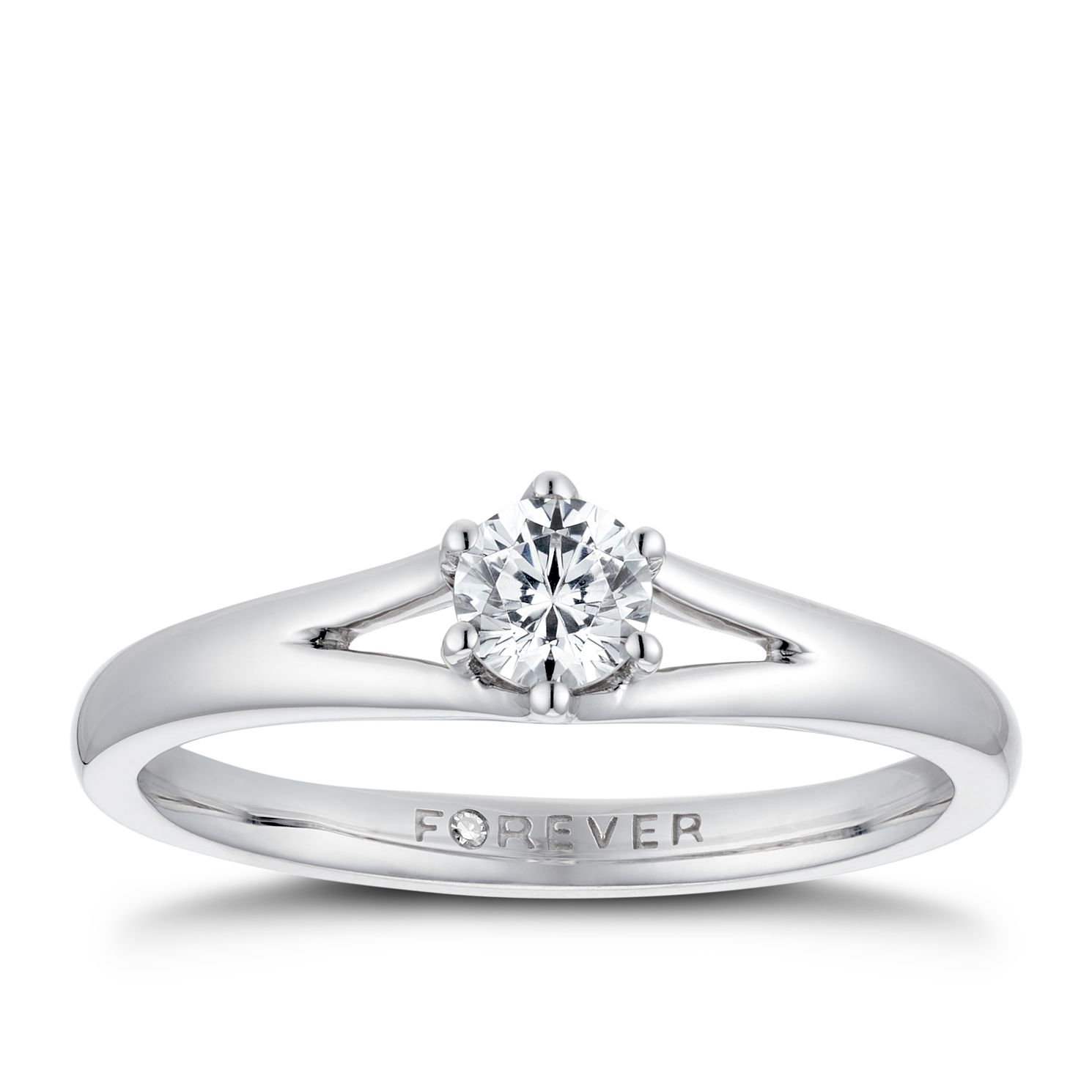 Platinum 1/4ct Forever Diamond Solitaire Ring H.Samuel