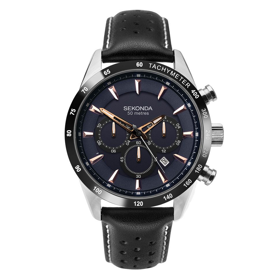 sekonda black strap watch