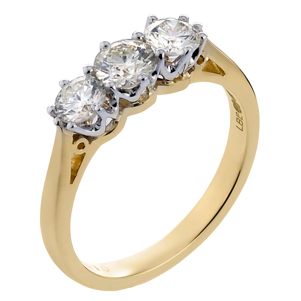 18ct Gold  One  Carat Diamond Trilogy Ring  H Samuel