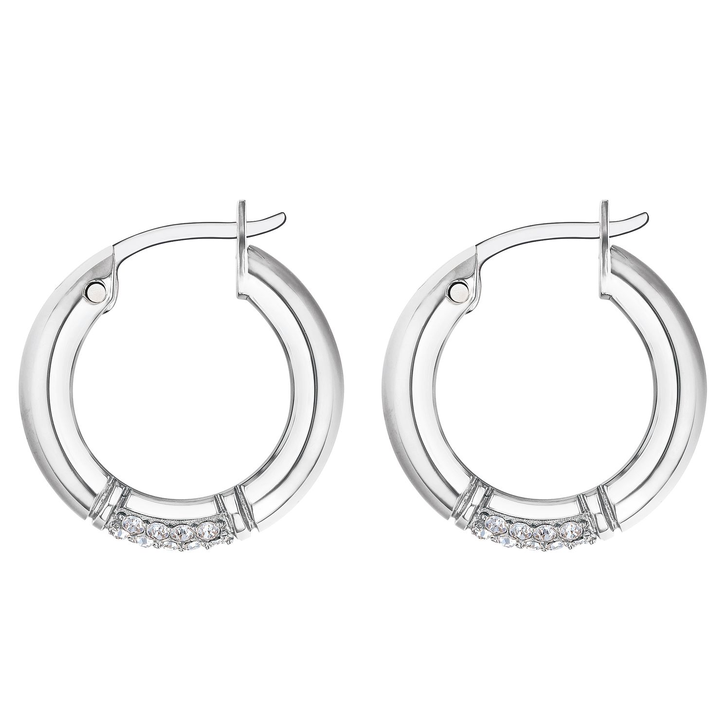 tommy hilfiger silver crystal set ladies hoop earrings