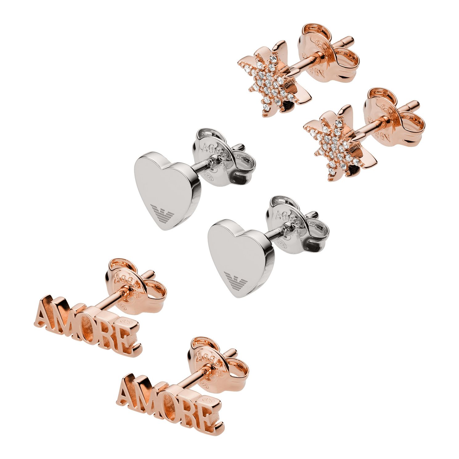 Emporio Armani Swarovski Crystal Three Stud Earrings Set Ernest Jones