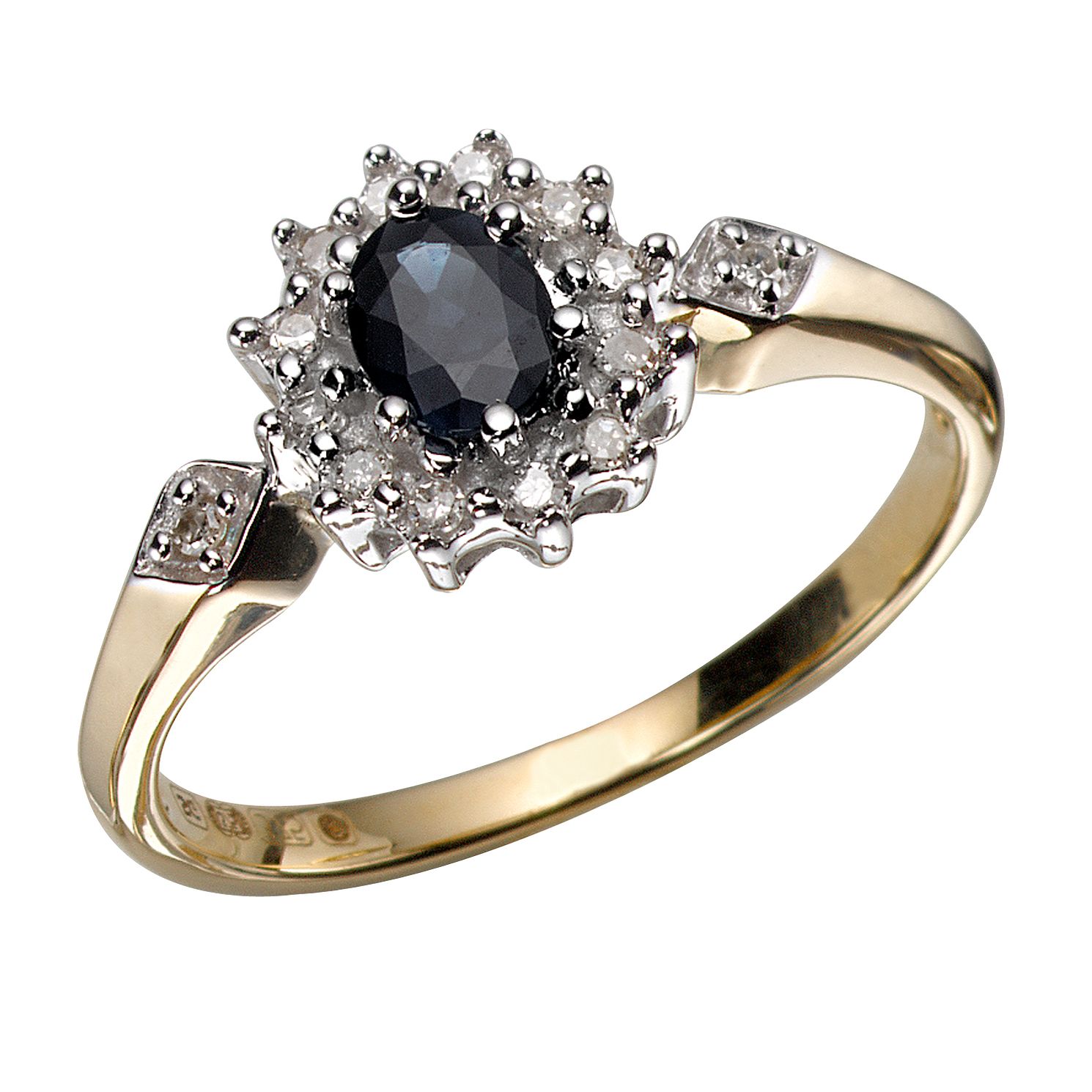 9ct gold sapphire and diamond ring