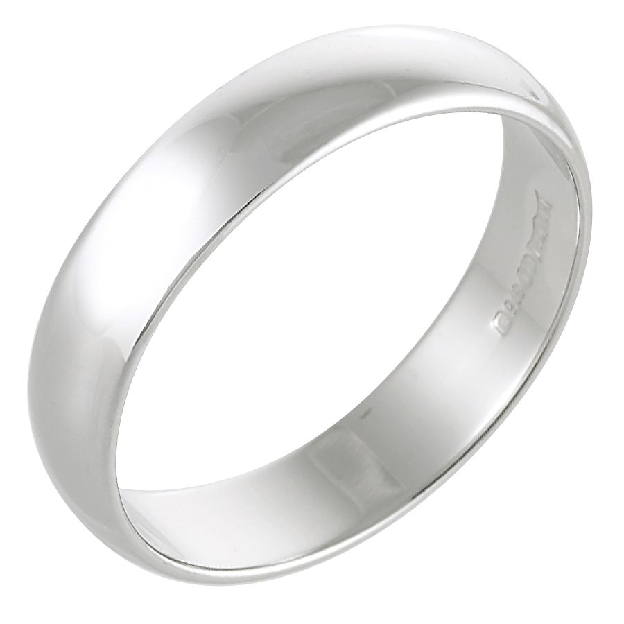 9ct White Gold 5mm Extra Heavy D Shape Ring | H.Samuel