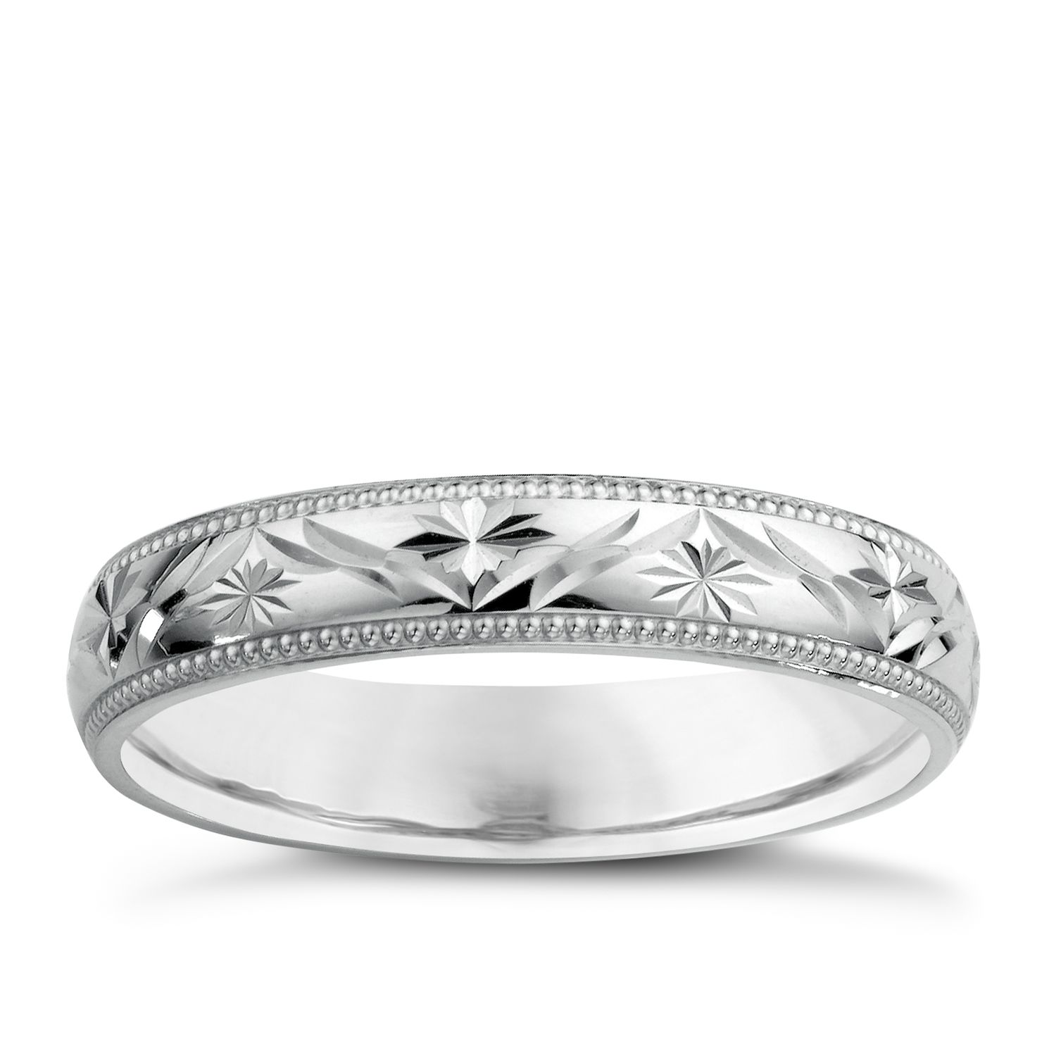 9ct White Gold Ladies' Patterned 