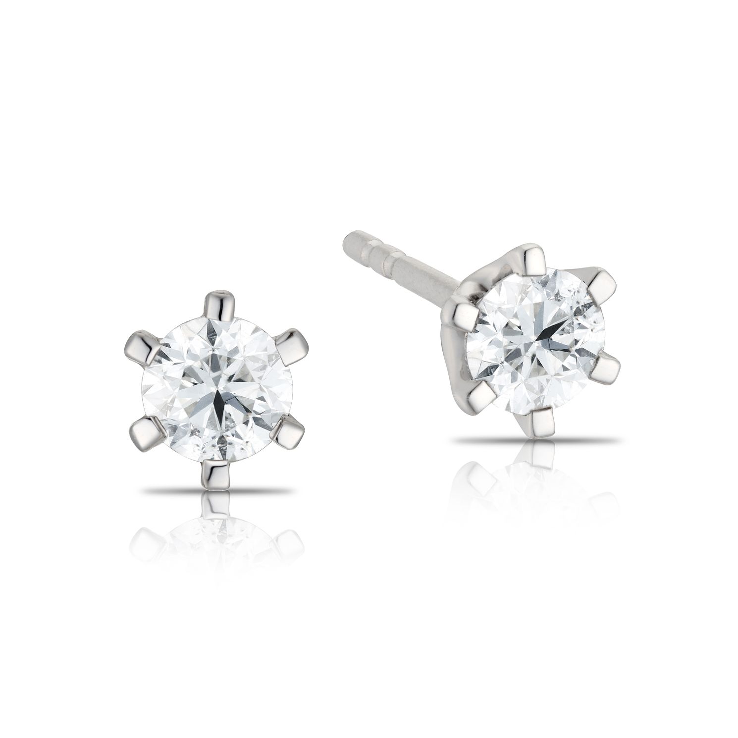 9ct White Gold 1/2ct Diamond Stud Earrings | H.Samuel