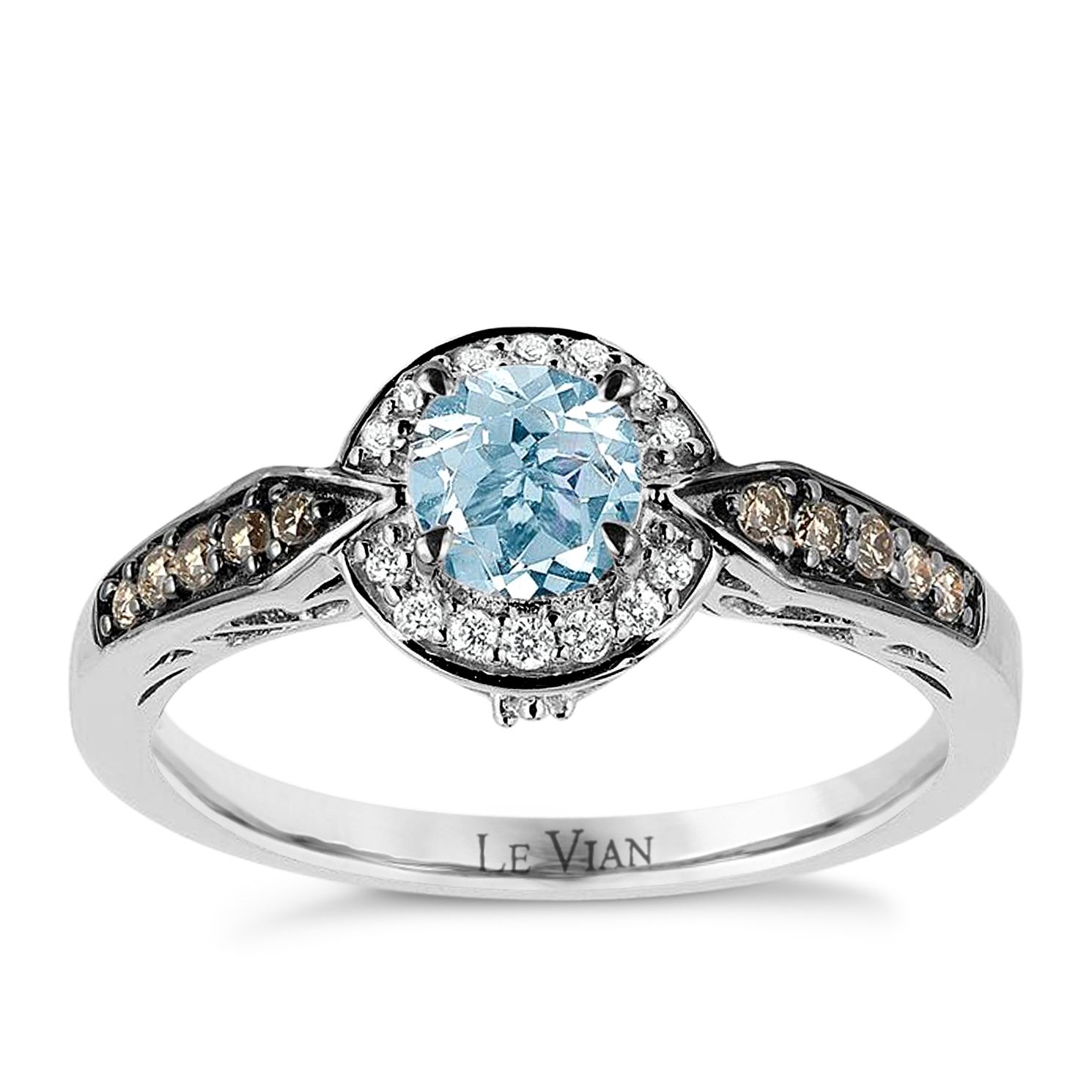 Le Vian 14ct Vanilla Gold Sea Blue Aquamarine Diamond Ring H.Samuel