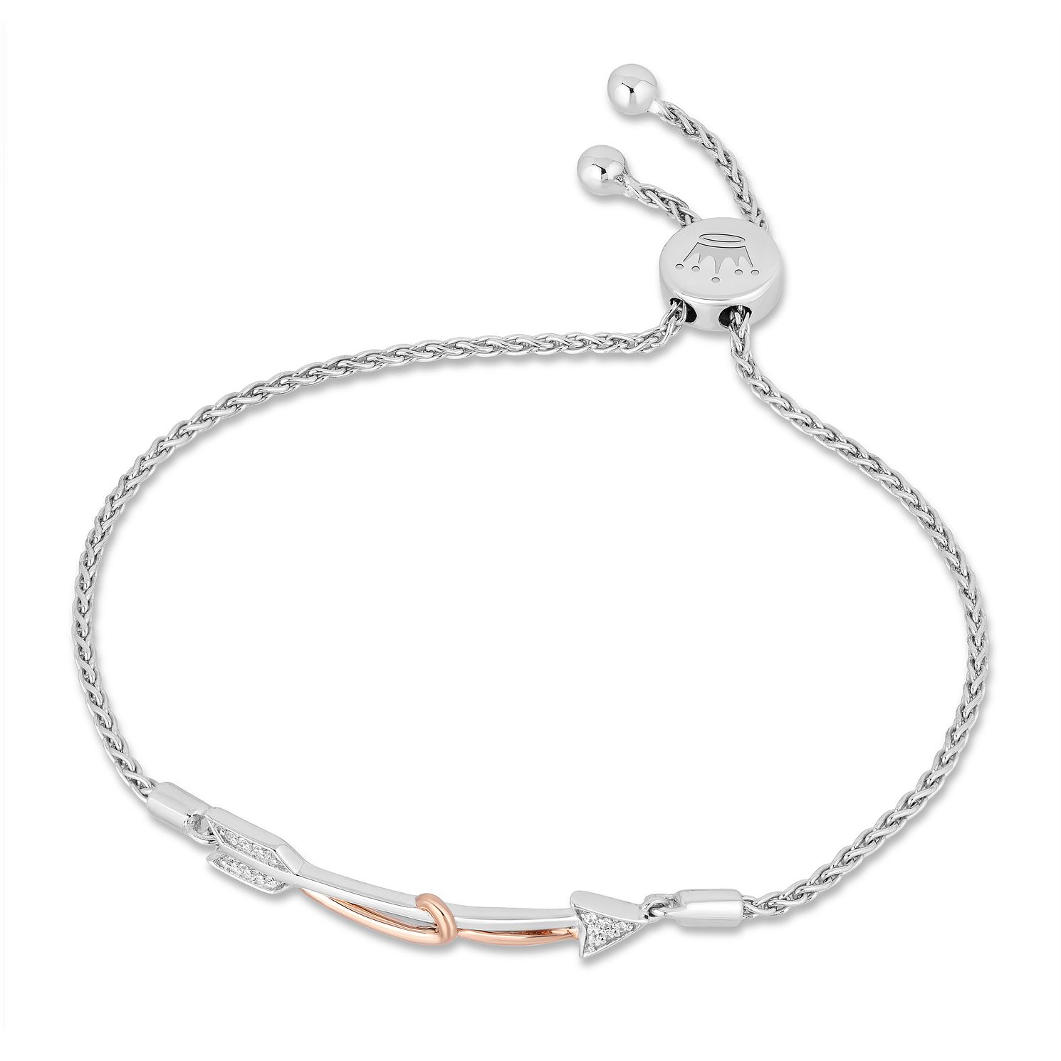 Hallmark Silver & 9ct Gold Diamond Arrow Adjustable Bracelet H.Samuel