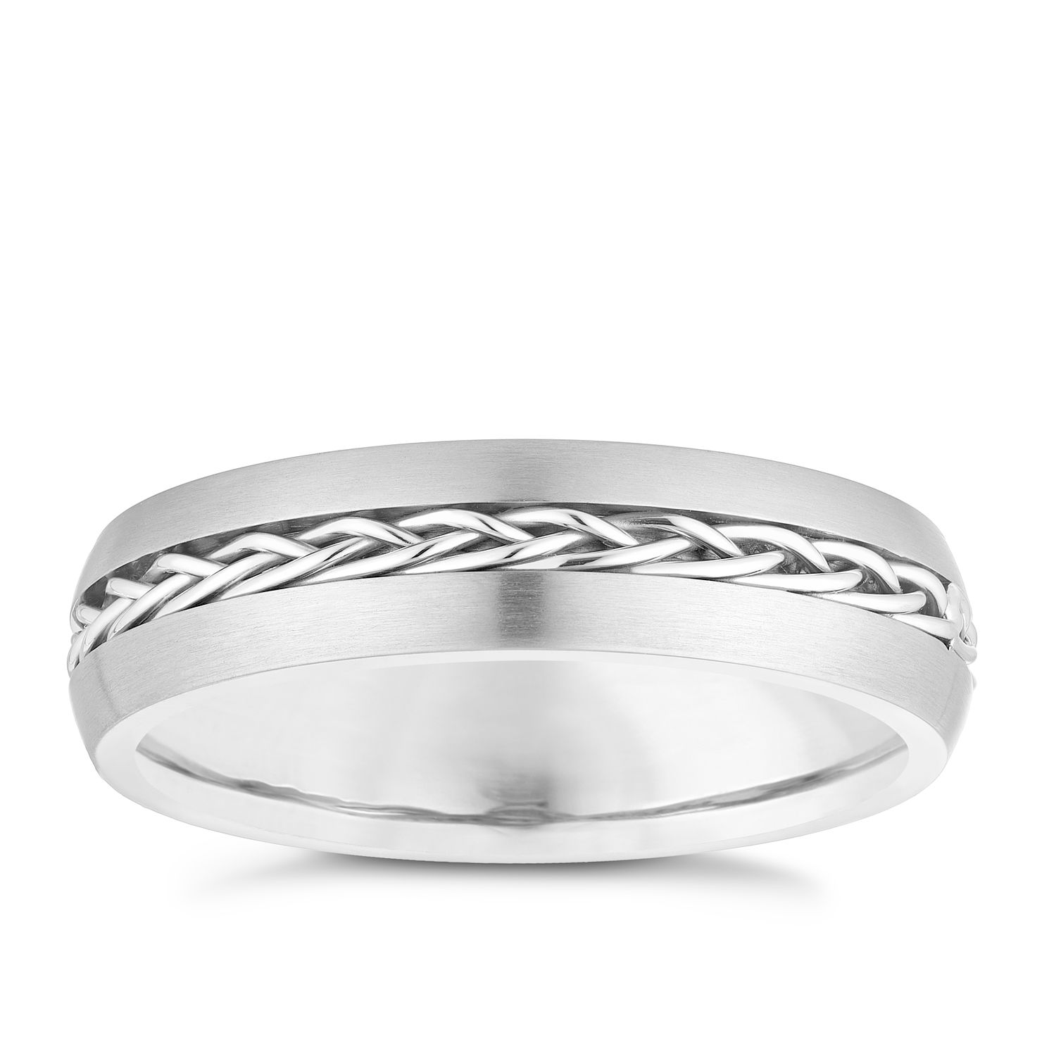 Titanium Plaited Centre Design Ring | H 