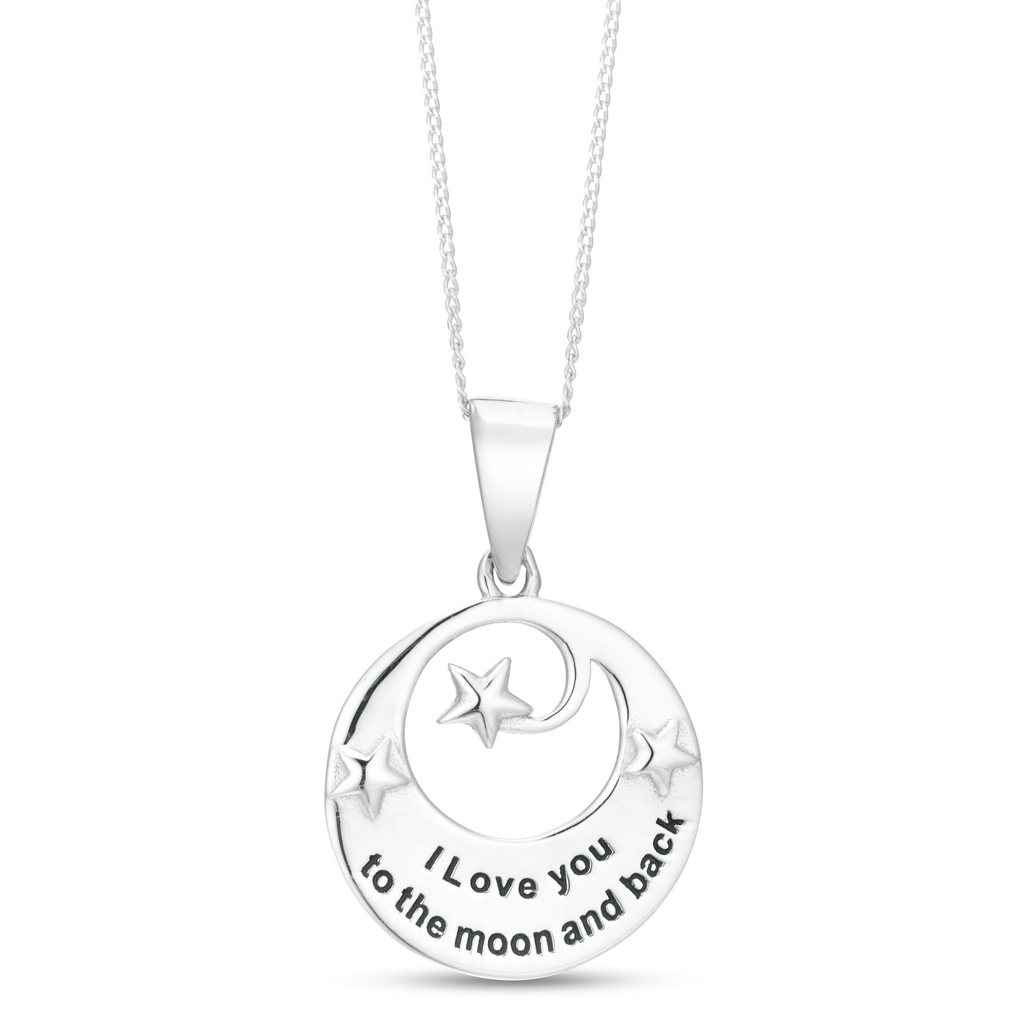 i love you to the moon and back silver necklace