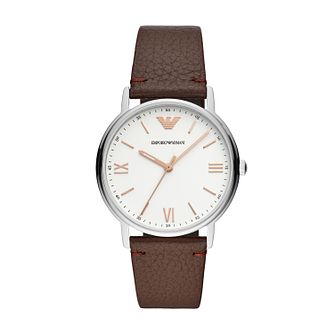 emporio armani watch men's leather strap