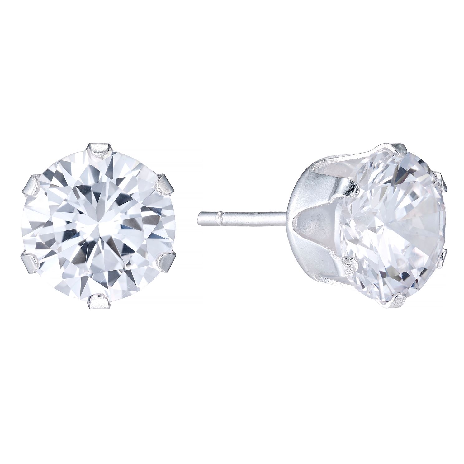 Sterling Silver 8mm Cubic Zirconia Stud Earrings | H.Samuel