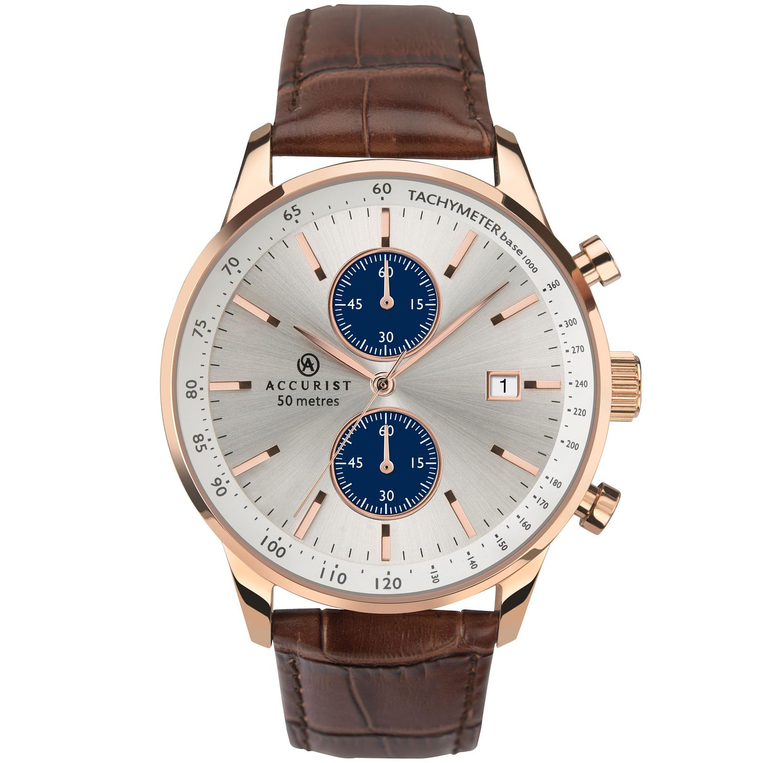 mens chronograph watches leather strap