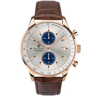 Accurist Men's Dark Brown Leather Strap 