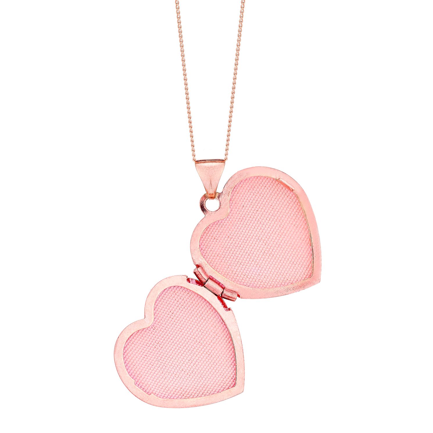 9ct Rose Gold 18" Heart & Champagne Crystal Locket H.Samuel