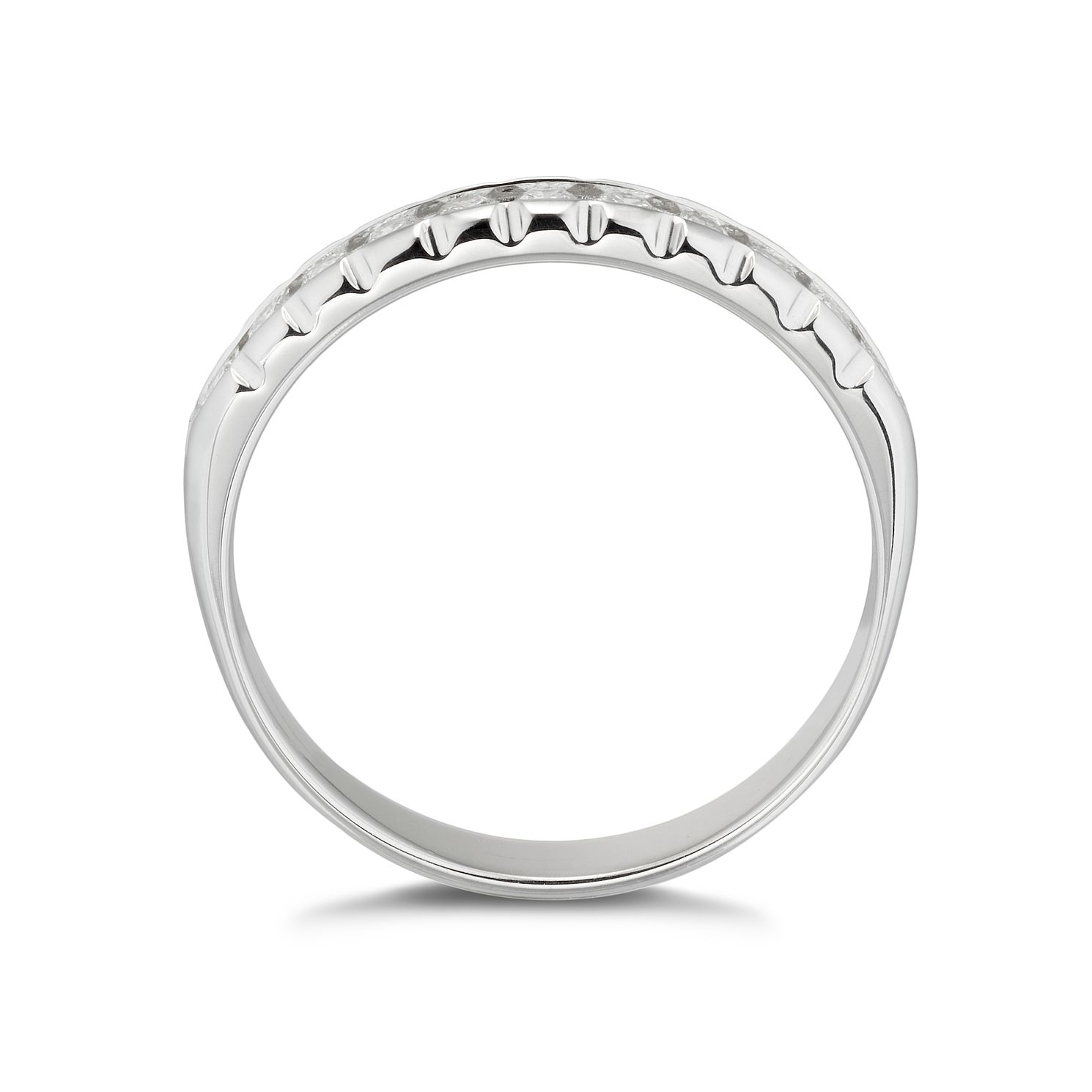 18ct White Gold 1/4ct Diamond Square Edge Wedding Ring Ernest Jones