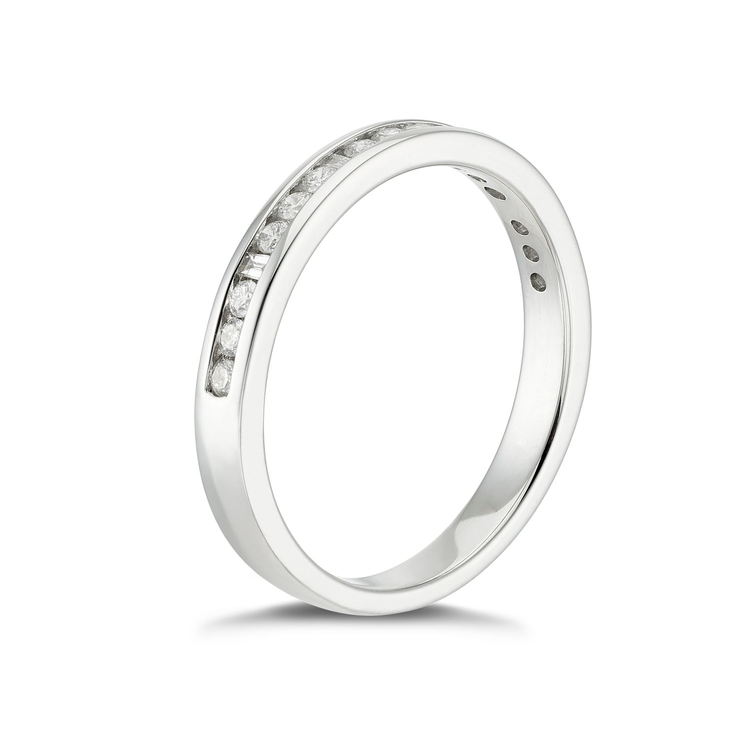 Platinum 1/5ct Diamond Mix Cut Channel Set Wedding Ring ...