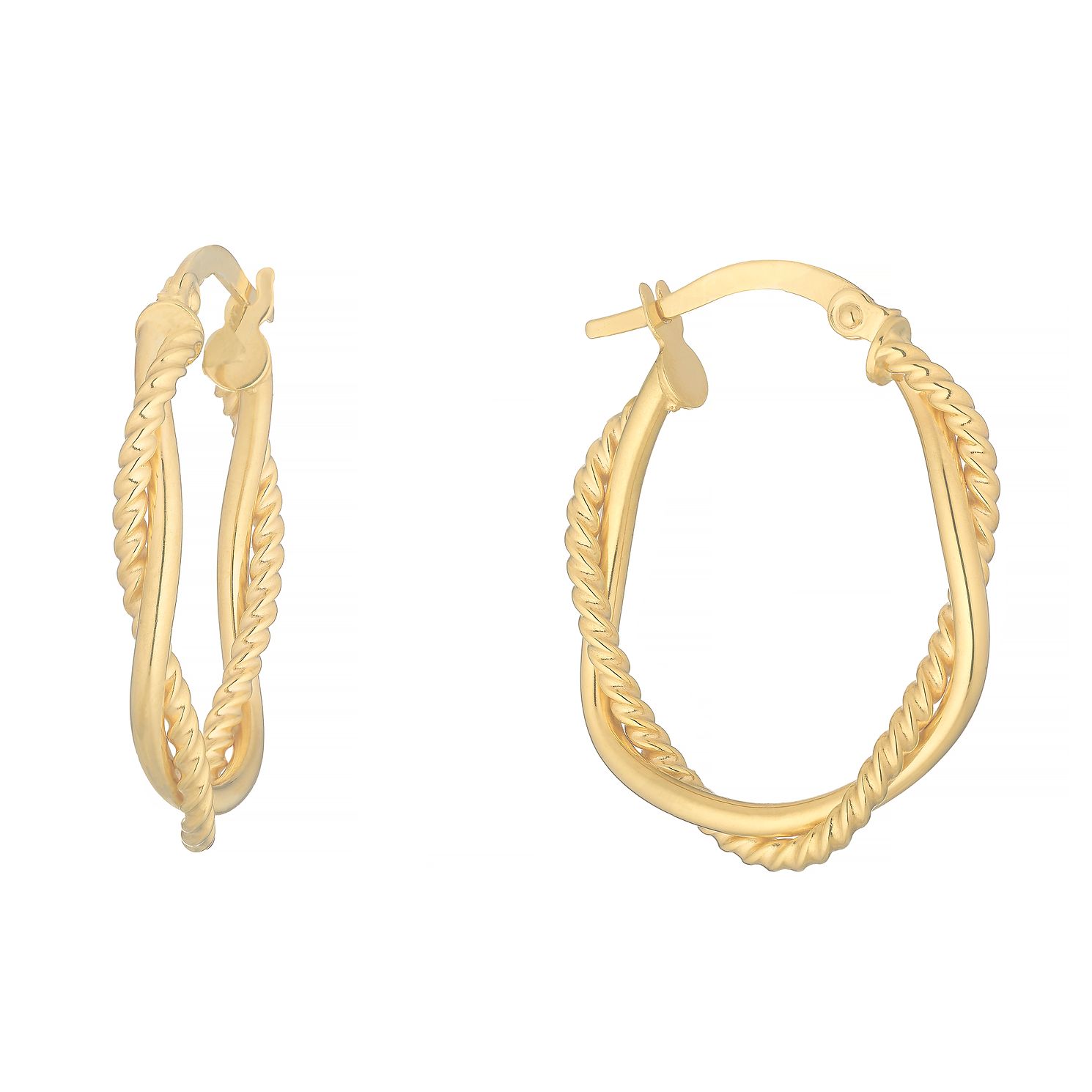 9ct Yellow Gold Intertwined Oval Creole Hoop Earrings | H.Samuel