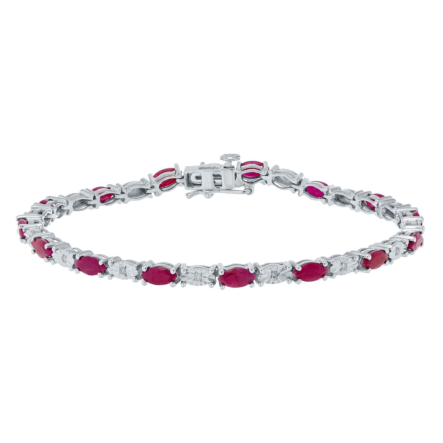 Sterling Silver Ruby & Diamond Set Bracelet | H.Samuel