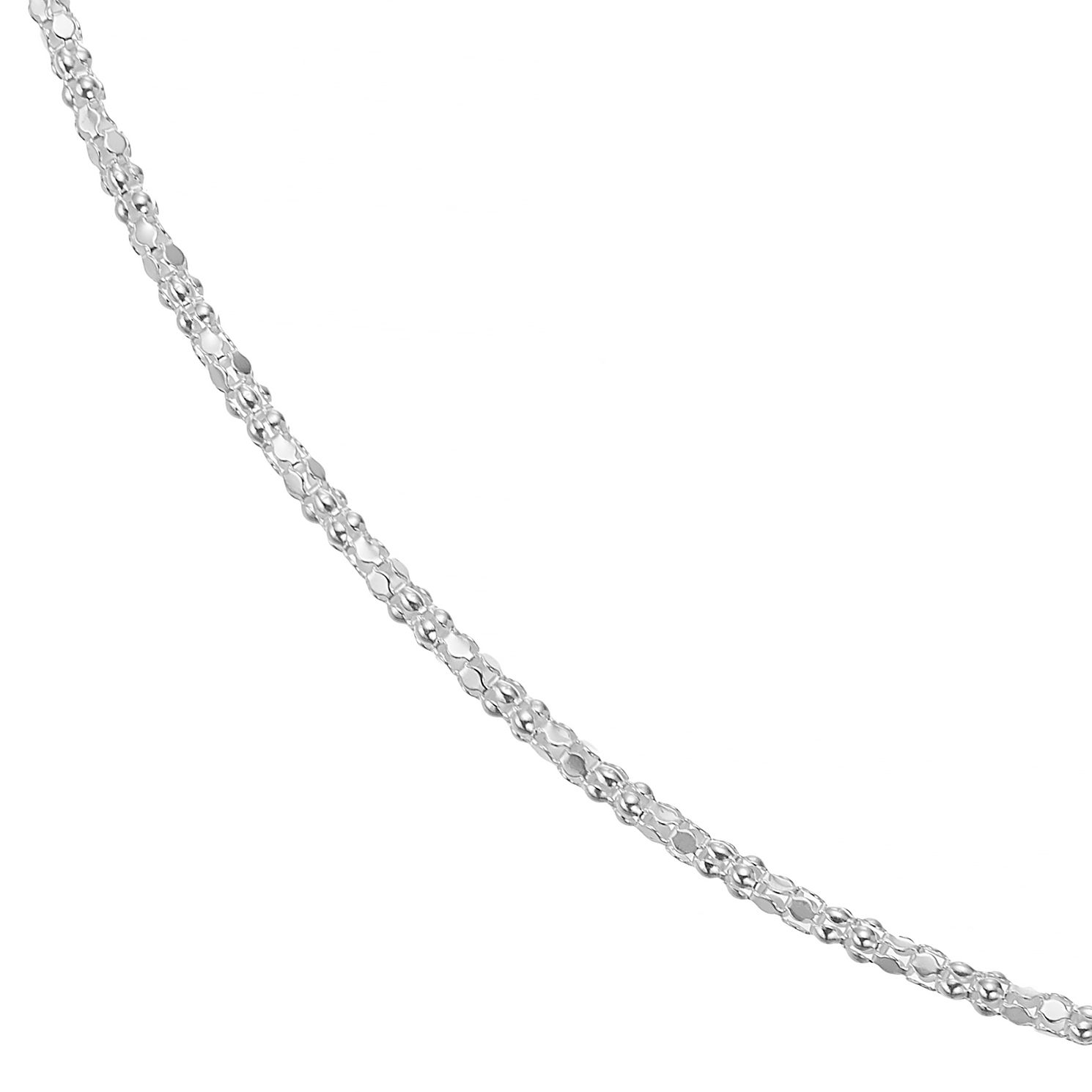 Silver Mirror Popcorn Chain Necklace 18 inches | H.Samuel