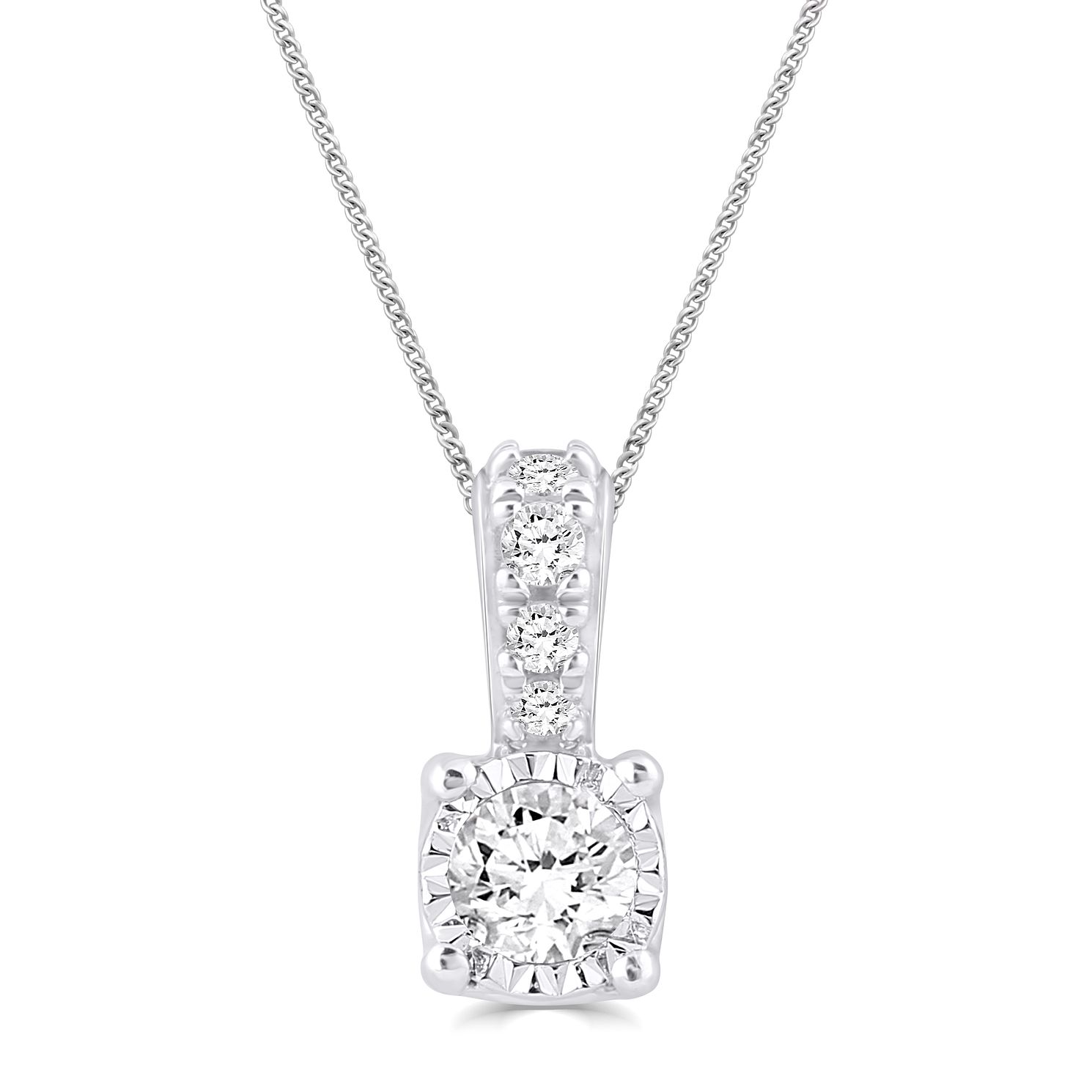 Silver Diamond Illusion Set Pendant | H.Samuel