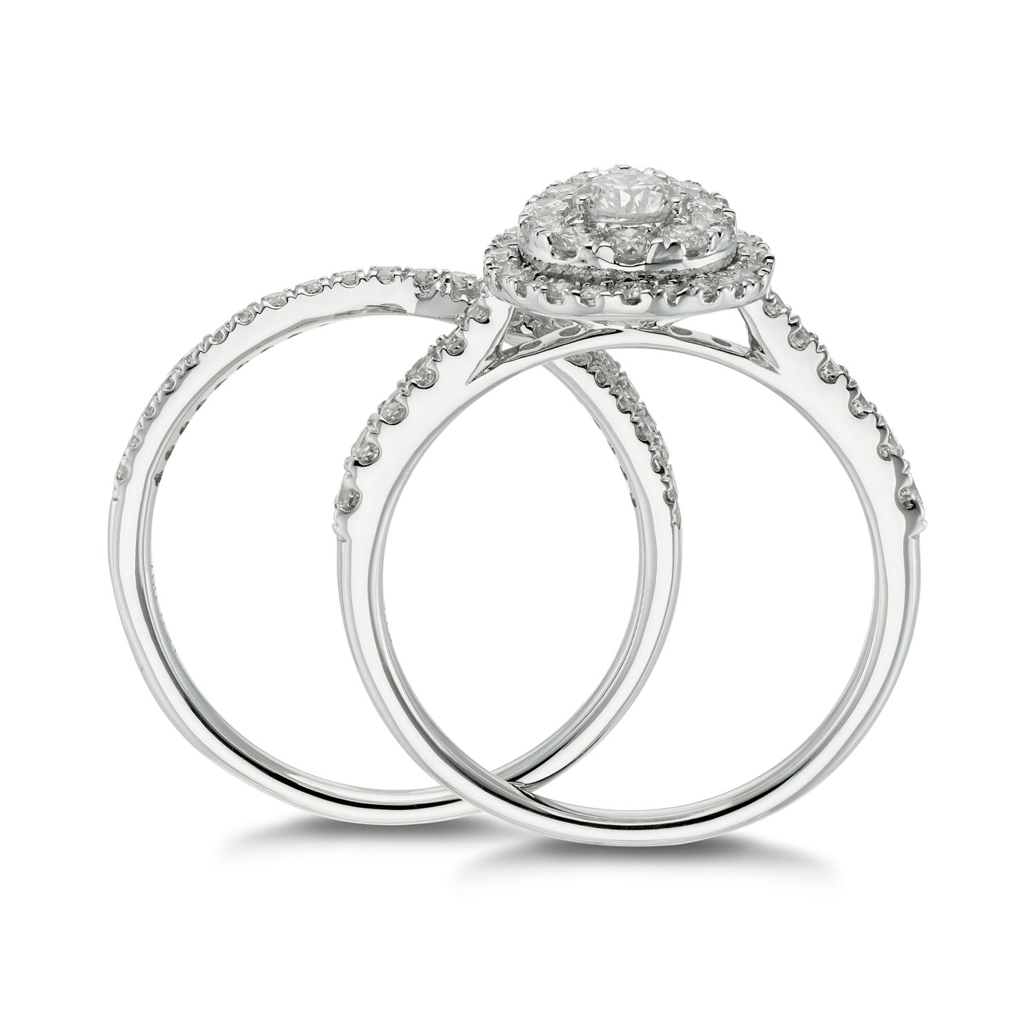18ct White Gold 1ct Diamond Pear Bridal Set Ernest Jones