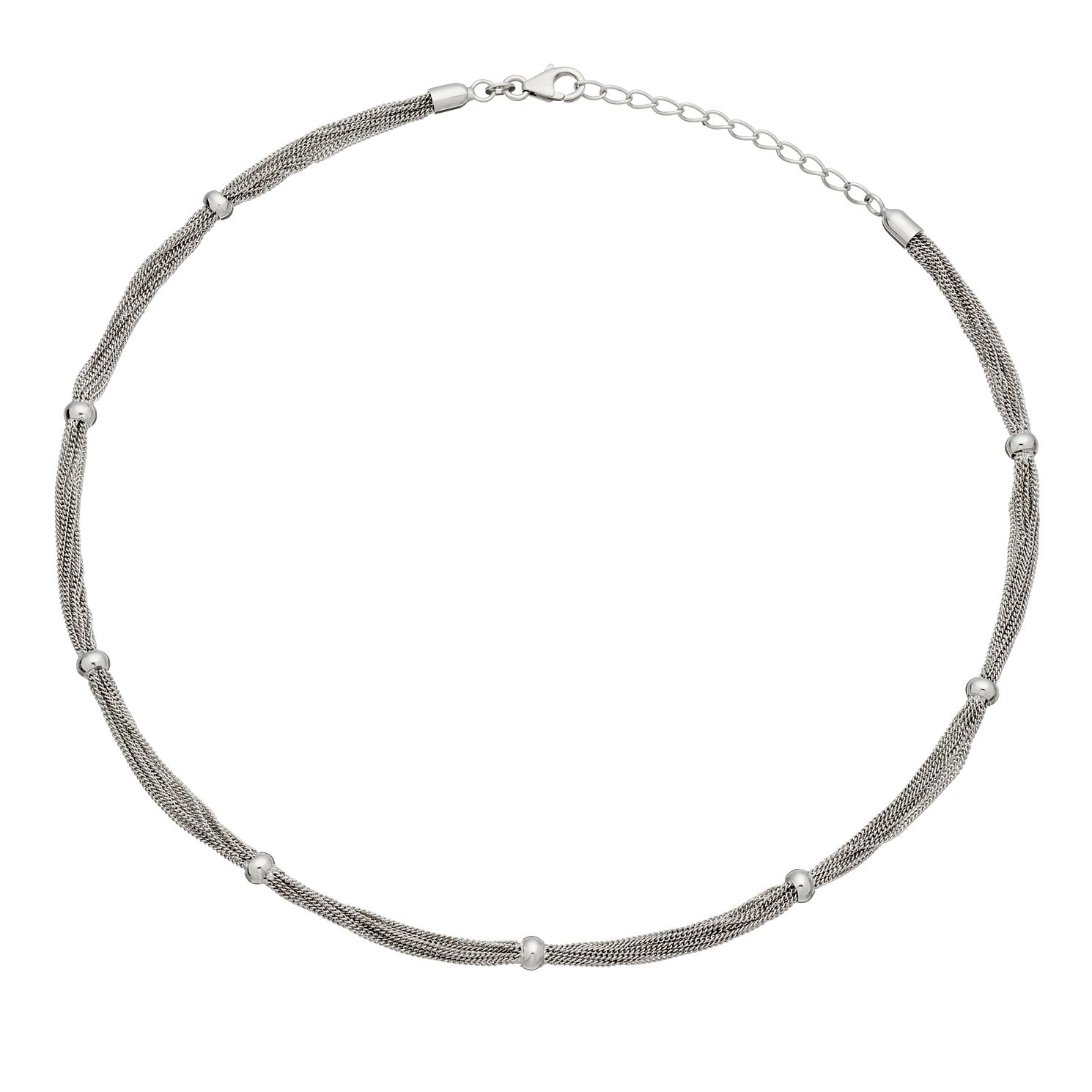 Sterling Silver Multi Strand Beaded Necklace Ernest Jones